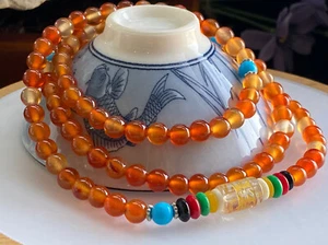 Certified 6mm Natural Yanyuan boutique agate jade necklace25 inches 2182 - Picture 1 of 6