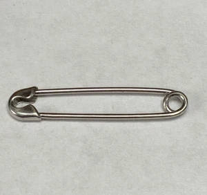 New 14k White Gold 3D Safety Pin ! 30mm/1.25” ! - Picture 1 of 6