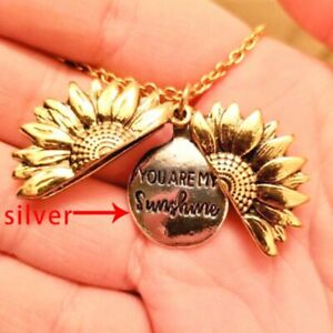 "You Are My Sunshine" Open Sunflower Pendant Necklace Choker Women Men Jewellery
