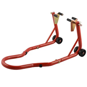 Cavalletto Alza Moto Anteriore Regolabile 4 Ruote Rosso Adattatori a Forca - Imagen 1 de 1