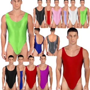 UK Men's Fashion One-Piece Swimsuits Sleeveless High Cut Thongs Leotard Bodysuit - Picture 1 of 151