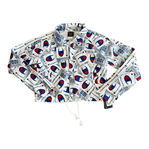 COACH Giacca da allenatori Champion donna con cerniera nastro ritagliato Jock Tag Scatter Mix XS nuova