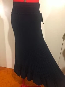 DONNA KARAN, New knit, navy, long SKIRT, Size L (fits 6-12), stretchy, flared - Picture 1 of 12