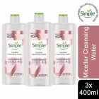 3 x 400ml Simple Kind to Skin Make-Up Remover Micellar Cleansing Water