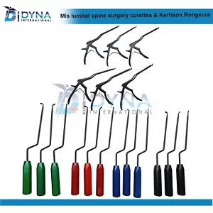 Juego de 18 curetas de cirugía de columna lumbar Mis y Kerrison Rongeurs - Imagen 1 de 9