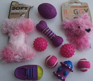 10 X ASSORTED SMALL DOG PUPPY TOY DOG - 2 OPTIONS PINK FOR A GIRL BLUE FOR A BOY - Picture 1 of 3