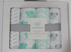 Juego de 4 mantas de franela Cloud Island elefantes nuevo #28535 - Imagen 1 de 10