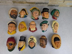 LOT of 15 VTG Bossons Chalkware Head Assortment Figure Sculpture Wall Art CHIPS - Foto 1 di 22
