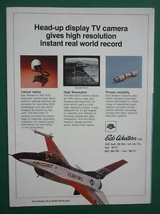 9/1978 PUB EDO WESTERN CORPORATION HEAD-UP DISPLAY TV CAMERA F-16 USAF AD - Picture 1 of 1