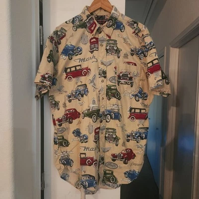 Camisa abotonada Boston Prepatory Co para hombre talla XL coches antiguos vintage hecha en EE. UU. Foto 1 de 4