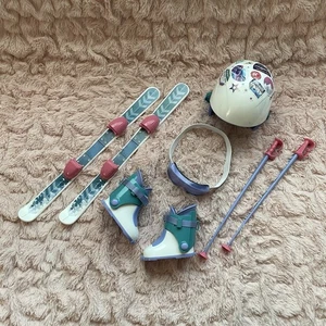 American Girl Doll Corinne Tan’s Ski Accessories Skis Poles Helmet Goggles Boots - Picture 1 of 10