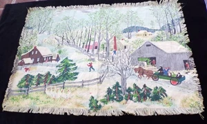 Tela de corteza de nieve profunda Grandma Moses DE COLECCIÓN - Imagen 1 de 12