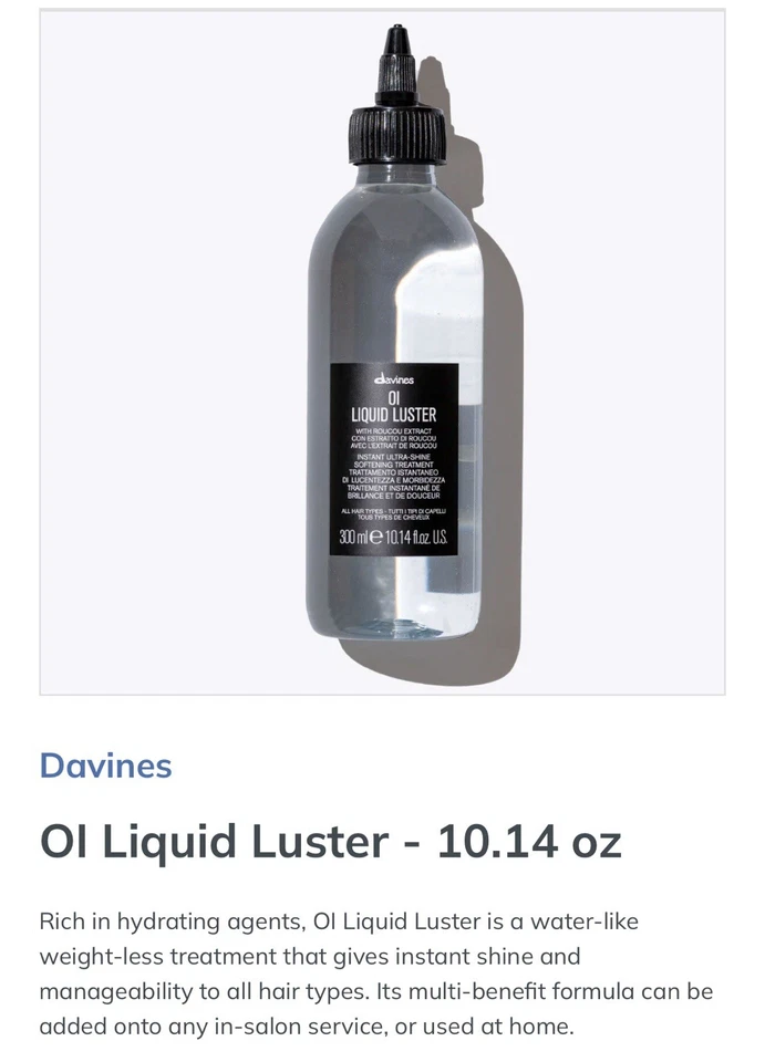 DAVINES OI LIQUID LUSTER 10,14 OZ TRATAMIENTO DE BRILLO Y BRILLO EN CASA NUEVO Foto 1 de 1