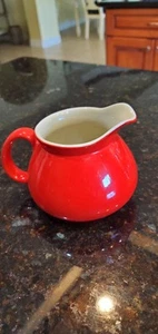 Vintage Hall China Superior Quality Kitchenware Red Creamer Made InThe U.S.A - Picture 1 of 10