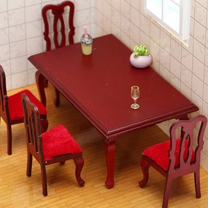 1 Piece Miniatures Wooden Retro Dining Table Chair 1:12 Dollhouse Furniture Toy - Picture 1 of 10