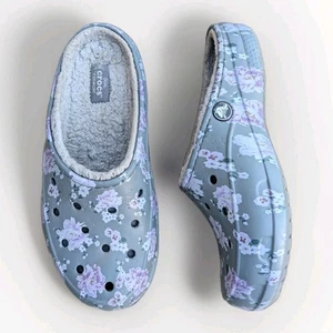 Crocs Fleece gefütterter Clog Blumenmuster grau grey Damen Gr. 6 *lesen - Bild 1 von 11