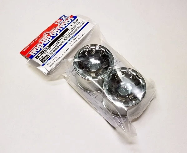 TAMIYA RC T3-01 Wheels for Rear Wide Pin Spike Tires (Chrome, 2pcs.) 54833 - Image 1 of 1