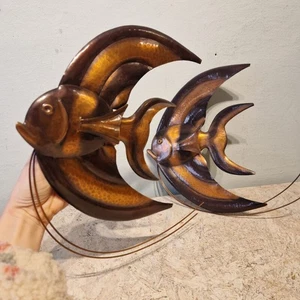 2er Set Wanddekoration Fische Kupfer Midcentury Design 50er 60er Jahre vintage - Bild 1 von 15
