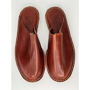 HELM by Hilos Herren Größe 9 Braun Leder Schlappen Sandalen Handgefertigt Minimalistisch - Bild 1 von 6