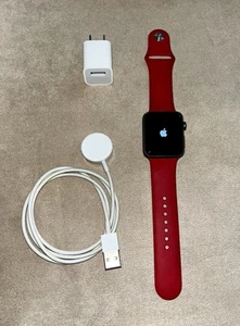 Apple Watch Series 3 (42mm) Aluminium Case⌚️Cellular +GPS +WiFi - Space Gray/Red - Picture 1 of 9