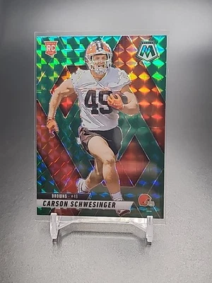 2025 Panini Mosaic - Carson Schwesinger #371 Mosaic Green Rookie RC Browns - Image 1 of 2