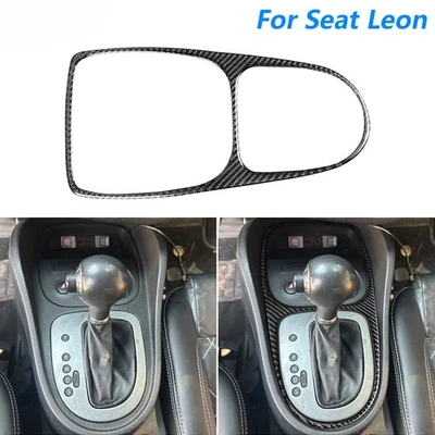 Cubierta de moldura del panel de control de cambio de marchas central de fibra de carbono para Seat Leon 2005-2012 Foto 1 de 4