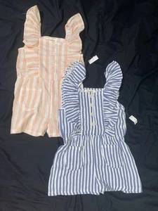 NWT little girls linen romper size 5/6 Bundle Jessica Simpson Spring Summer - Picture 1 of 15