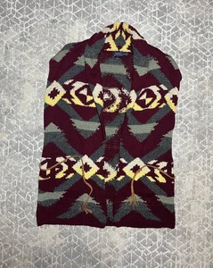 Ralph Lauren RRL maglia a mano lana cardigan maglione gilet azteco sud-ovest XS - Foto 1 di 19