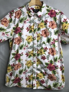 Empyre Skateboard White Floral Button Shirt Adult Size L LARGE EUC - Picture 1 of 12
