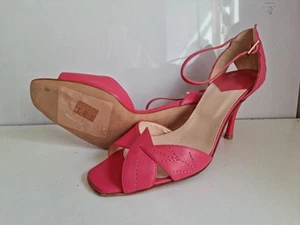 HOBBS LONDON DESIGNER UK 6.5 EU 39.5 WOMENS PINK LEATHER STRAPPY HEELS SANDALS - Picture 1 of 16