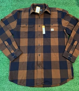Carhartt Herren Medium Heavy Flannel Loose Fit Plaid Hemd BraunTW4451-M Neu mit Etikett - Bild 1 von 8
