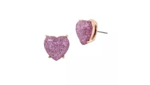 $25 Betsey Johnson glitter heart earrings F13 - Picture 1 of 5