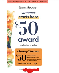 Tommy Bahama $50 di sconto $100 festa della mamma o del papà scadenza 15/06/2025; ordine entro il 6/9 - Foto 1 di 1