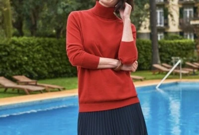 PURE Cashmere Boyfriend Polo Neck / Turtleneck / Cherry Red / SHIPS FREE - Image 1 of 4