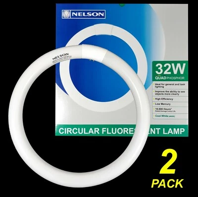 2 x 32W T9 Circular Fluorescent Tubes Lamps Globe Cool White 4000K Quad Phosphor - Image 1 of 4