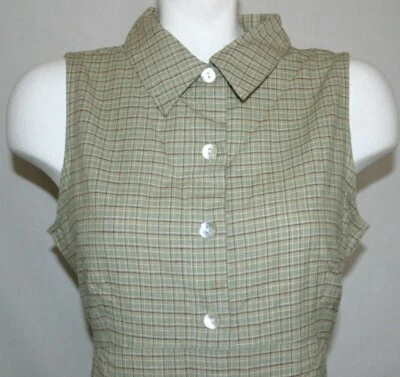 Cherokee Women's Green Plaid Maxi Dress Yellow Brown Size Medium - Image 1 of 4