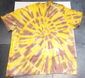 Mens Premium 100% cotton Tie dye T-shirt Brown yellow spiral, size XXL, new - Picture 1 of 3