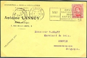 BELGIUM Olympic Games Antwerp 1920 postcard with Olympic cancel Liege 1 Luik - Picture 1 of 1