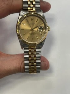 Rolex Date 15223 18K Two Tone 34MM Rolex As Is/Watch Only Sapphire Crystal - Picture 1 of 6