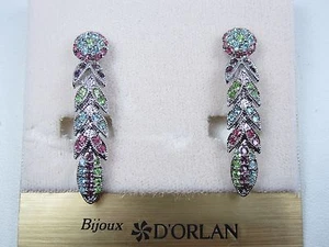 Pendientes con clip enchapados en rodio D'Orlan con cristales pastel de Swarovski 0645 - Imagen 1 de 5
