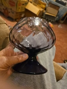 MCM Vintage Empoli Amethyst Purple Optic Quilted  Brandy Snifter Glass - Picture 1 of 10