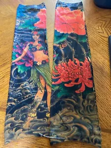 Tatoo Sleeves 1 pair Hawaii girl wRed Floral 16" L x 3 1/2" W NWOT - Picture 1 of 1