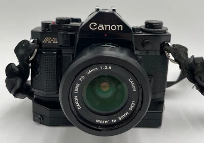 Canon A-1 35mm Film Camera FD 24mm f/2.8 Lens Tested - Image 1 of 3