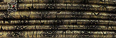 METALLIC BRASS OLD GOLD SNAKE PRINT On Goat Leather 2 skins 10+sqf 0.9mm #B7853 - Image 1 of 4