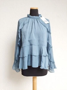 Blau Rüschen Bluse von Zara, Gr. XL (NEU) - Bild 1 von 6