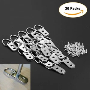 30/60Pcs Silver D-Ring Photo Picture Hangers Mirror Frame Hanging &Screw 53*23mm - Picture 1 of 12