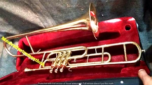 VALVES TROMBONE OF PURE BRASS IN BRASS POLISH +HARD CUSHION CASE + FREE SHIPPING - Picture 1 of 8