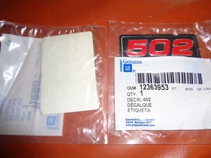NOS! GM 12363953 502 CUBIC INCHES VALVE COVER DECAL / EMBLEM - Picture 1 of 2