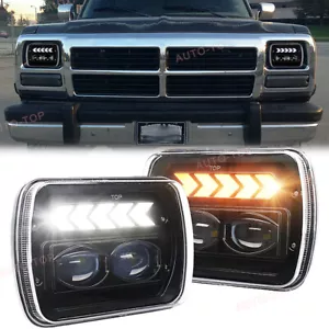 Pair 7x6" 5x7" LED Headlights DRL Turn Signal for Dodge Ram W250 D350 Ramcharger - Bild 1 von 10