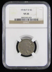 1918/7-D BUFFALO NICKEL NGC VF25 **KEY DATE** - Picture 1 of 6